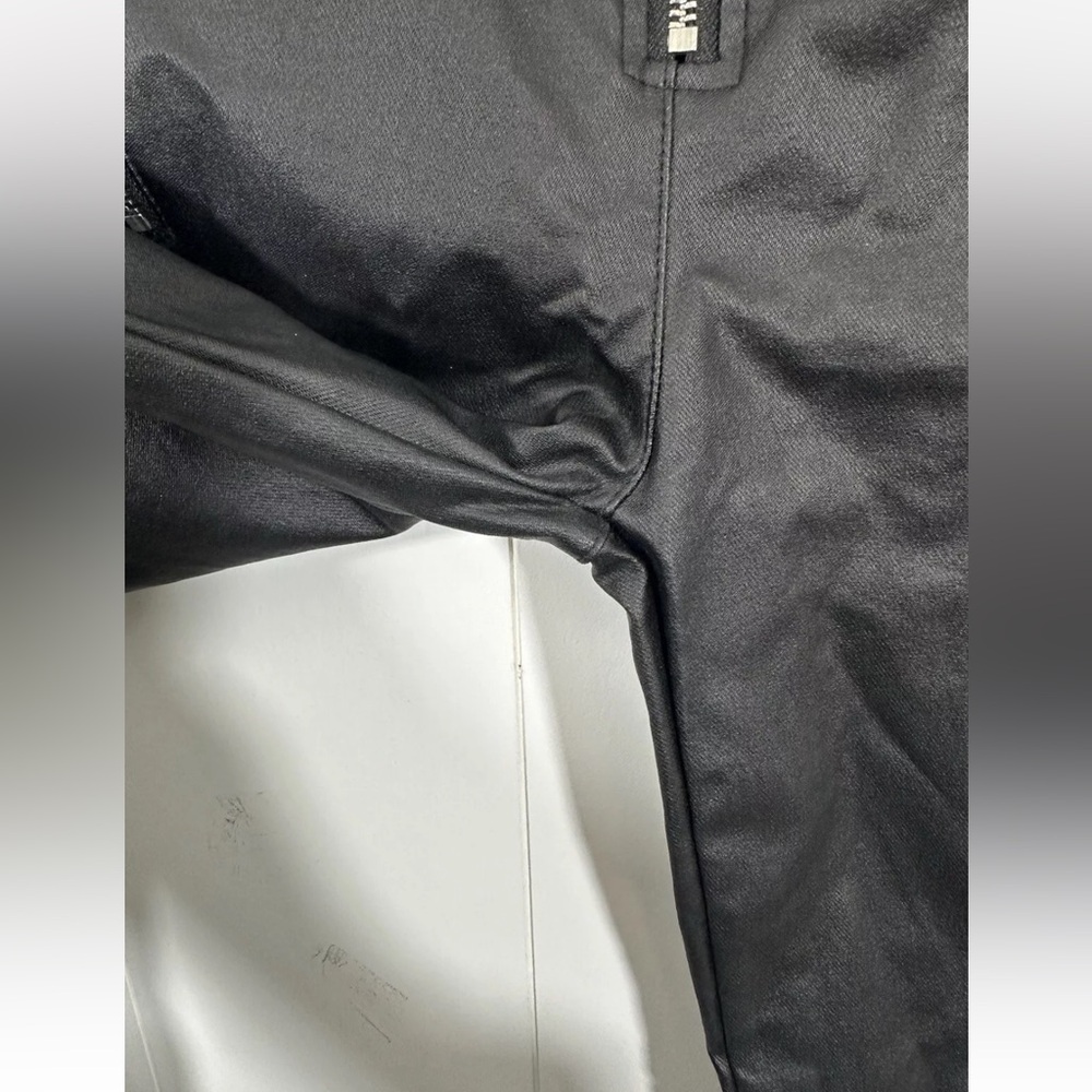 Akira Womens Black Moto Faux Leather Pants Hight Waist Sz Large Zip Front - Picture 4 of 11